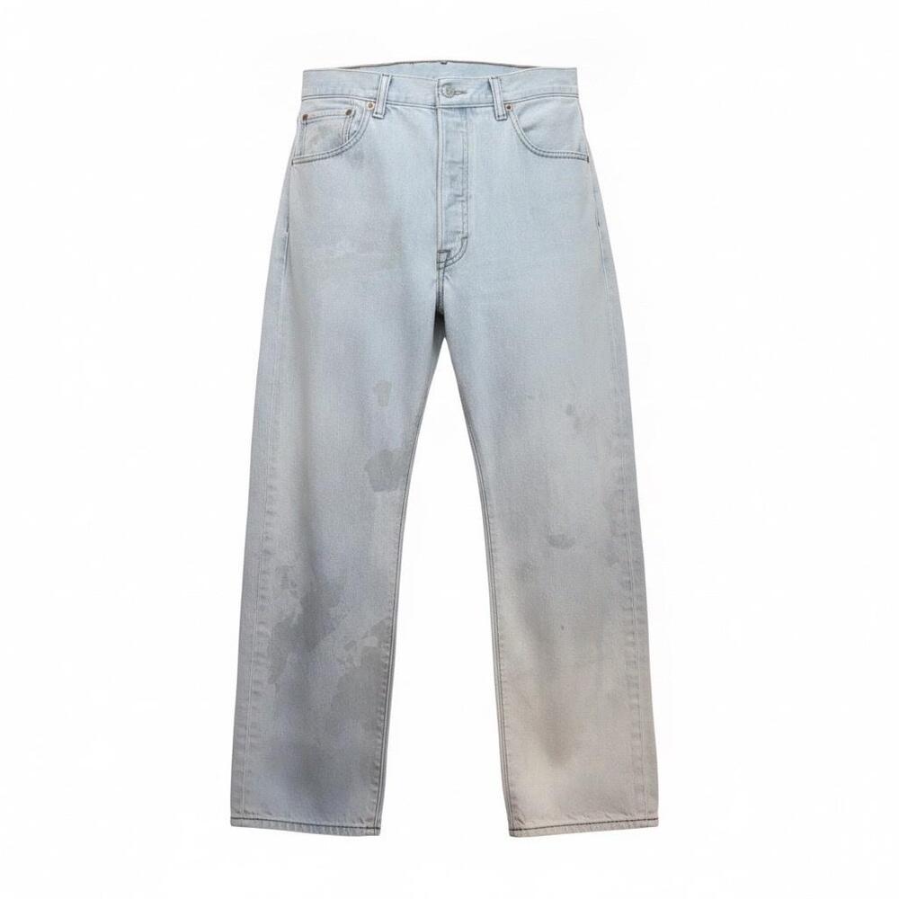 Levis 501 Jeans Mens 35x26 Light Blue Denim Regular Fit Straight Leg Button Fly